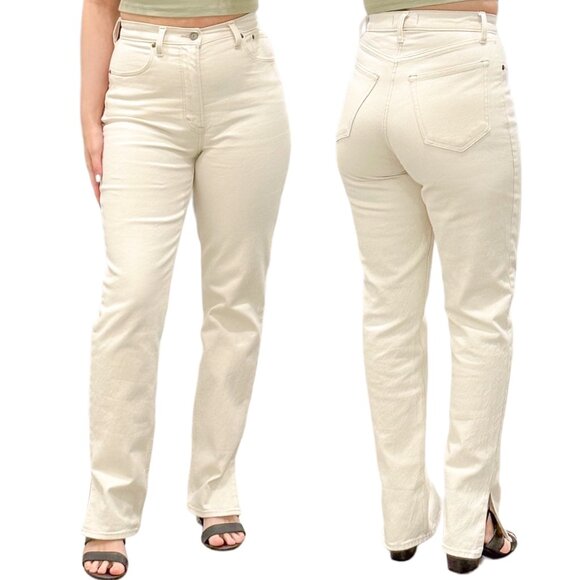 Abercrombie & Fitch The ‘90s Straight Ultra High Rise in Cream Vent Hem Sz 27/4R - Picture 1 of 16